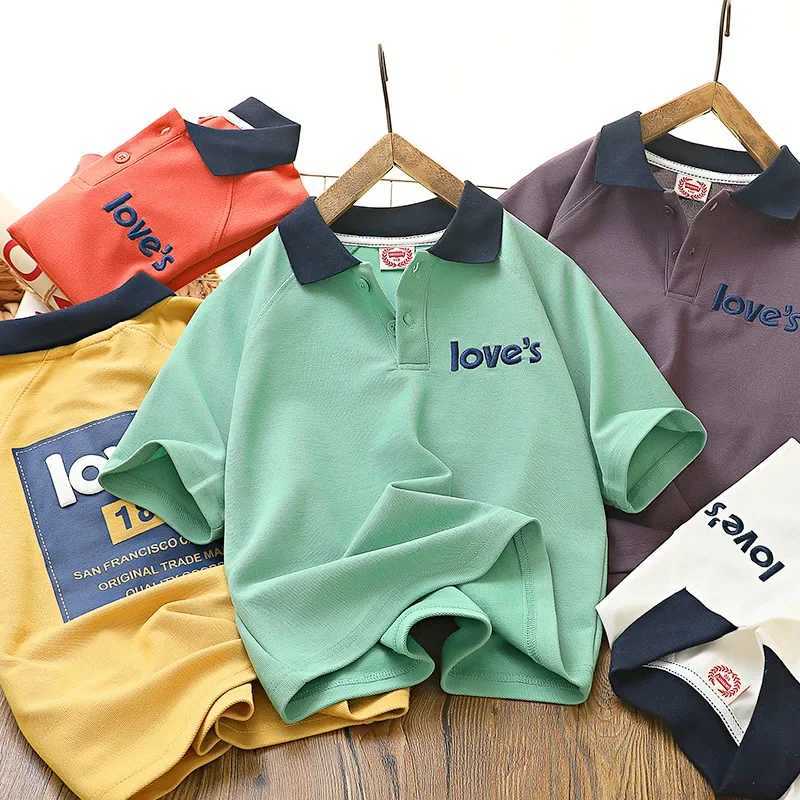 Childrens Summer Polo Shirt 2024 New Boys Short Sleeve Korean Edition Medium Large Childrens Top W241223