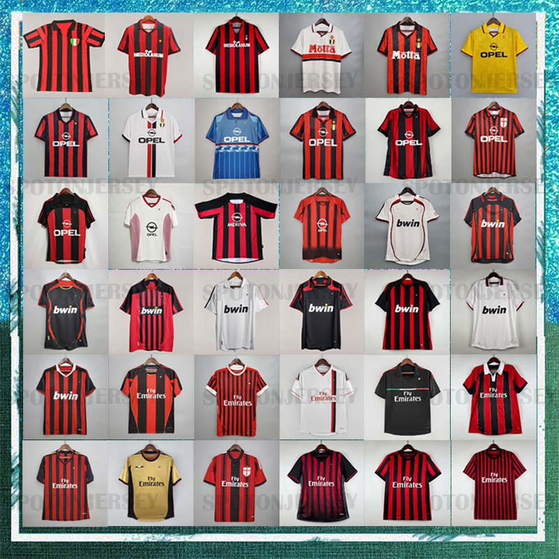 A C Retro shirts home 93 94 95 96 97 Gullit SOCCER JERSEY 02 03 04 05 Maldini Van Basten football KAKA Inzaghi 06 07 2009 PIRLO SHEVCHENKO BAGGIO Milans