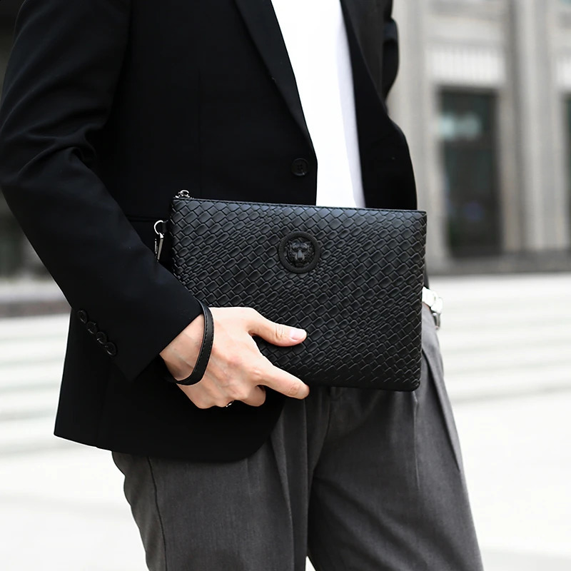Men Tiger Head Handbag Casual Zipper Long Wallet Soft Clutch Bag Youth Mens Handheld Money Bag sacoches hommes clutch bolso 241224