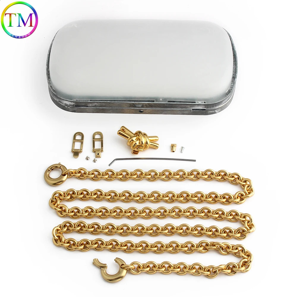 1/3 piece rectangular satin gold metal frame box wallet handle used for clutch bag with chain evening party handbag accessories 241223