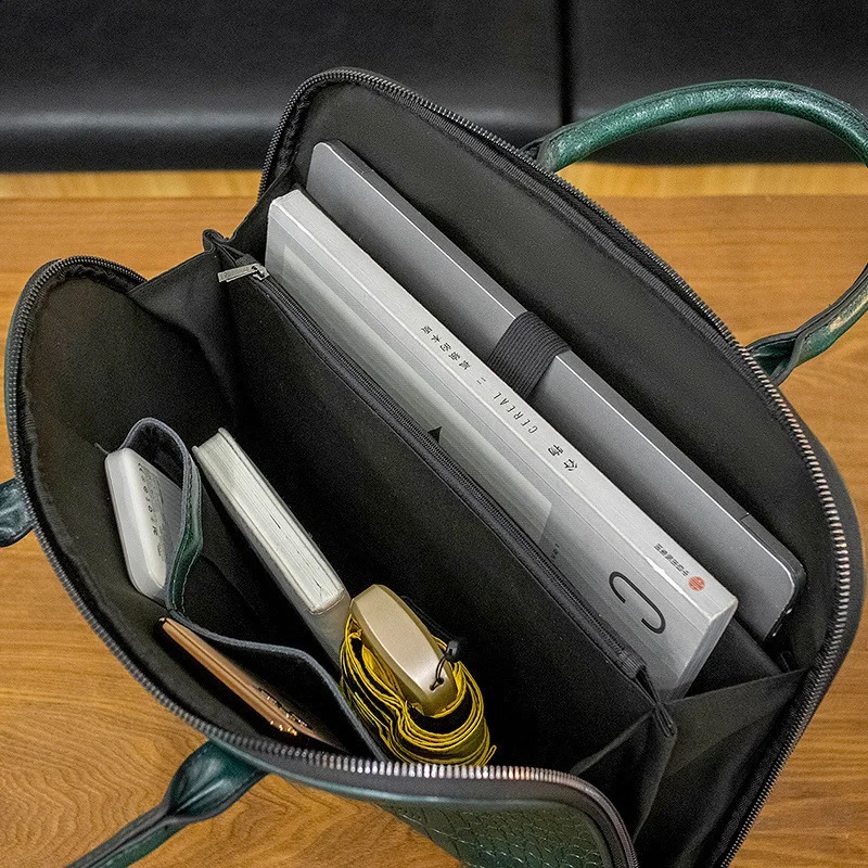 Designer Bag Genuine Leather Bag Women Office Laptop Briefcase For Air 13 14 15 16 Inch Hp 2025 Female Computer Handbag