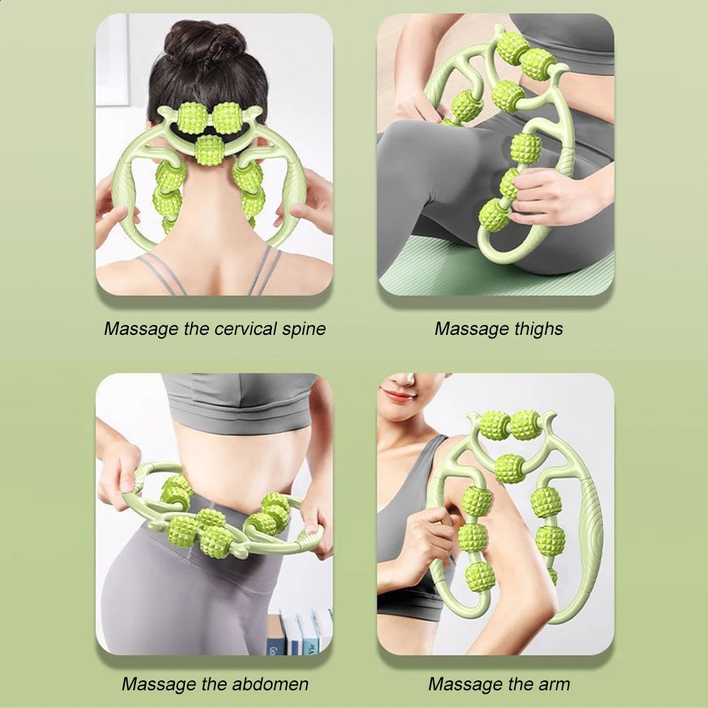 1Pcs 9-Wheel Fascia Muscle Roller Cellulite Roller Massage Roller for Relieve Muscle Soreness ThighCalfArmReduce Cellulite 241224