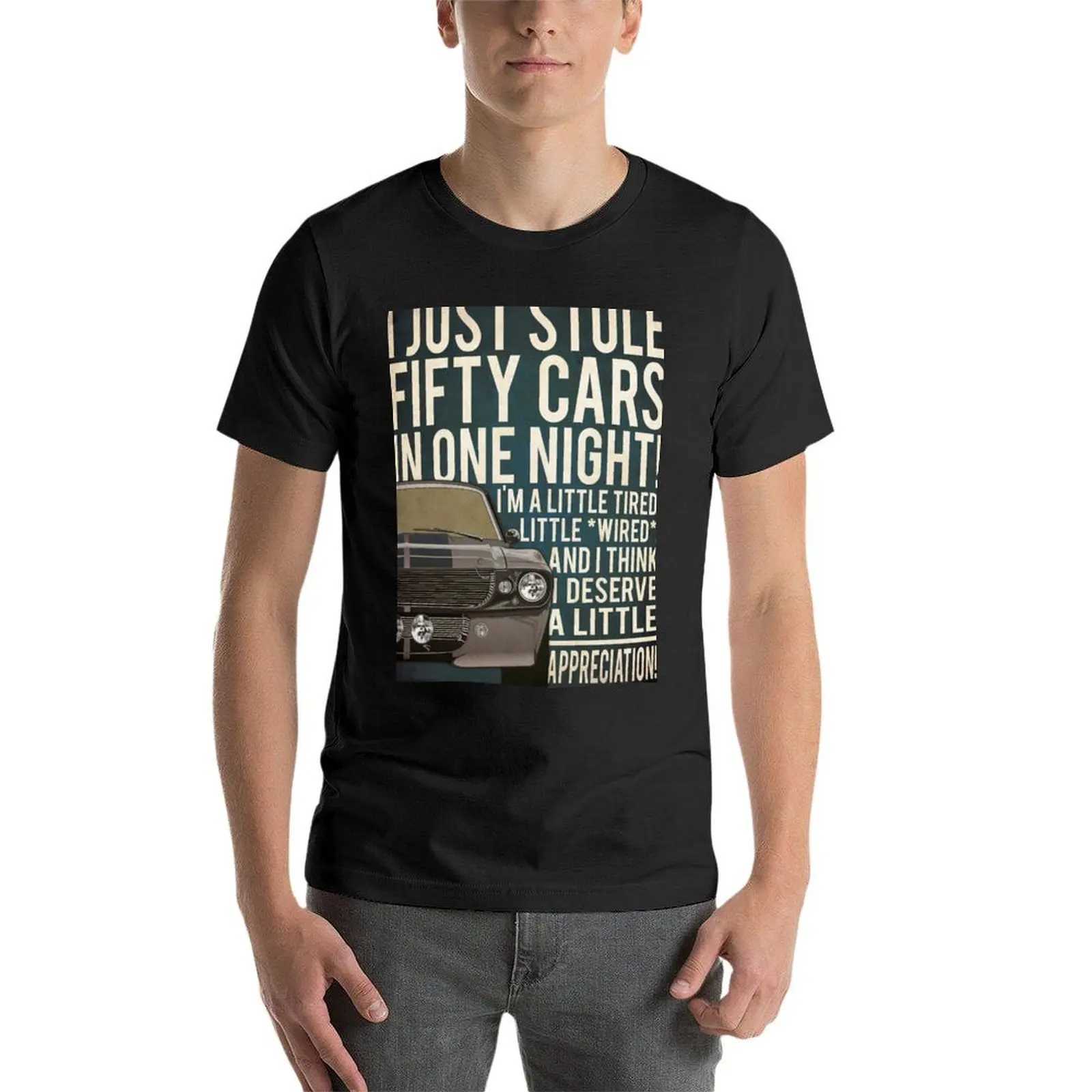 Disappearing in 60 seconds T-shirt for boys animal print hippie clothing top pure black T-shirt for men W241223