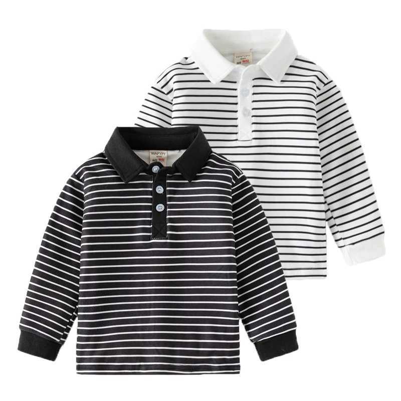 Boys polo shirt 2024 new casual striped top full sleeve cotton sweater Spring and Autumn childrens clothing 2-6 years W241223