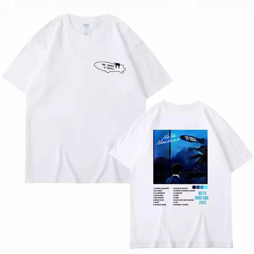 Natanael Cano Tumbados Tour T-shirt Nata Montana Album Merc Cotton Summer Short sleeved Black T-shirt Mens Flat W241223