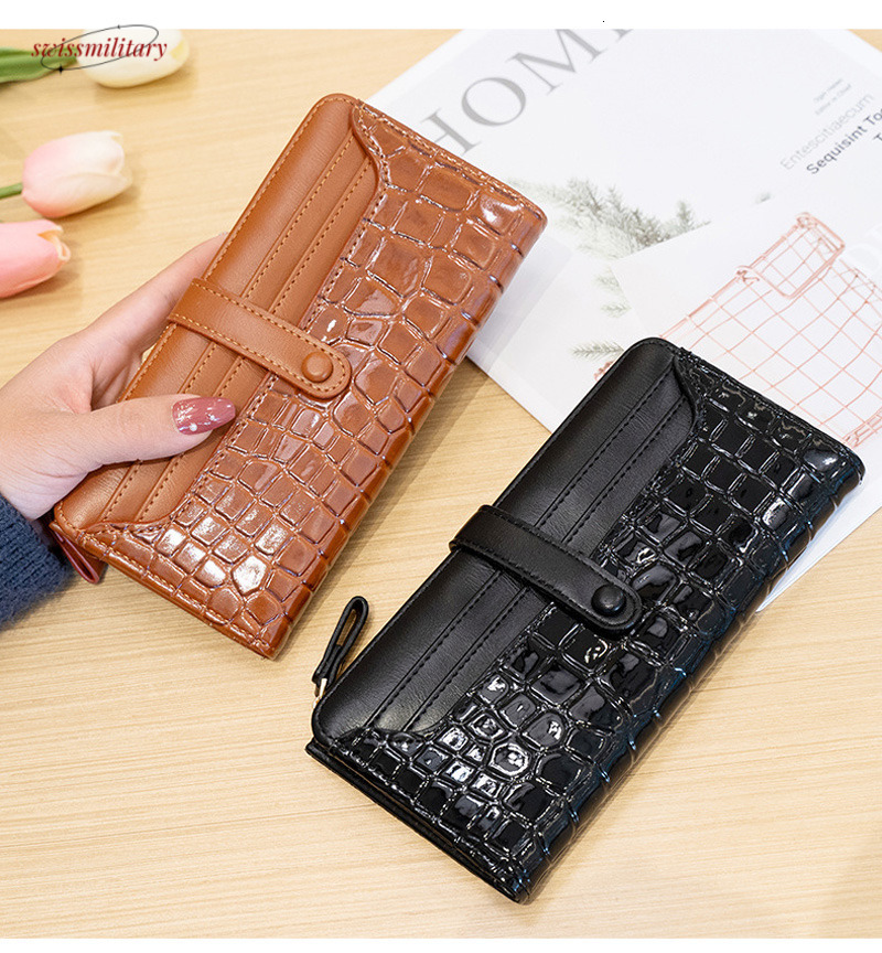 Women Folding Long D Buckle Coin Ladies Retro Multi-card Holder Canvas Houndstooth Purse Card Wallet #11 swissmilitary