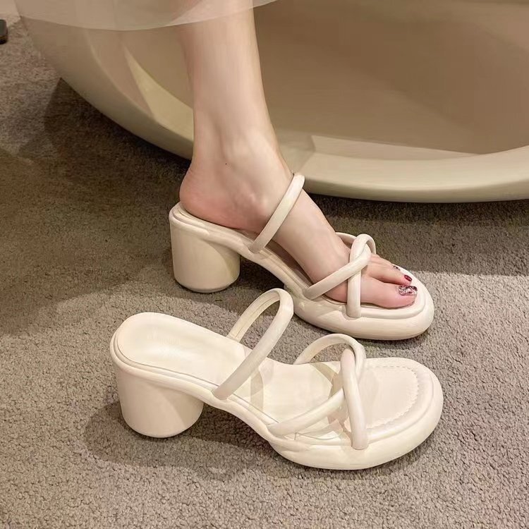 High Slippers Ddmywed Outerwear Summer Version Of Thick Heeled Fashionable Women S Shoes Instagram Trendy And Minimalist Flip Flops Chinese Brand F Dd