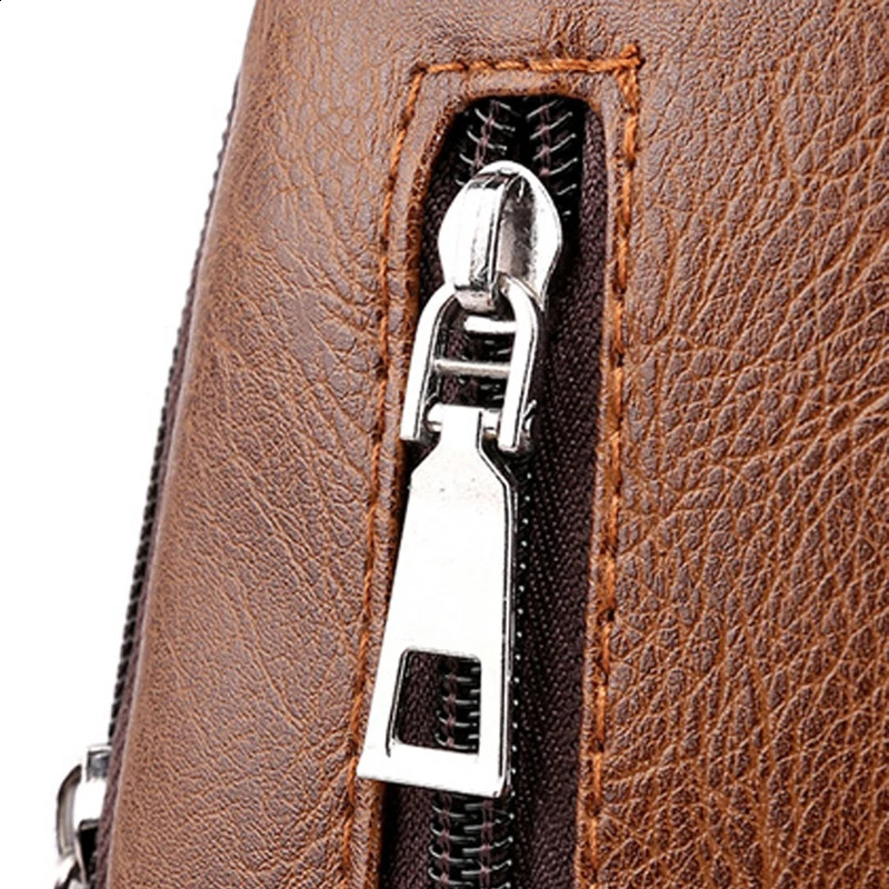 Fashion Messenger Bag Leather Men Chest Bag Vintage Crossbody Shoulder Bag Mens Business Sling Bags Casual Chest Packs 241224