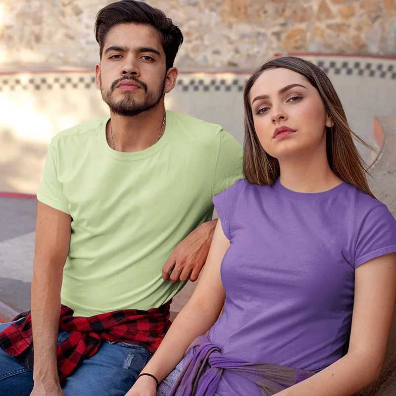 US size mens 100% pure cotton T-shirt high-quality custom printed mens plain dyed breathable T-shirt W241223