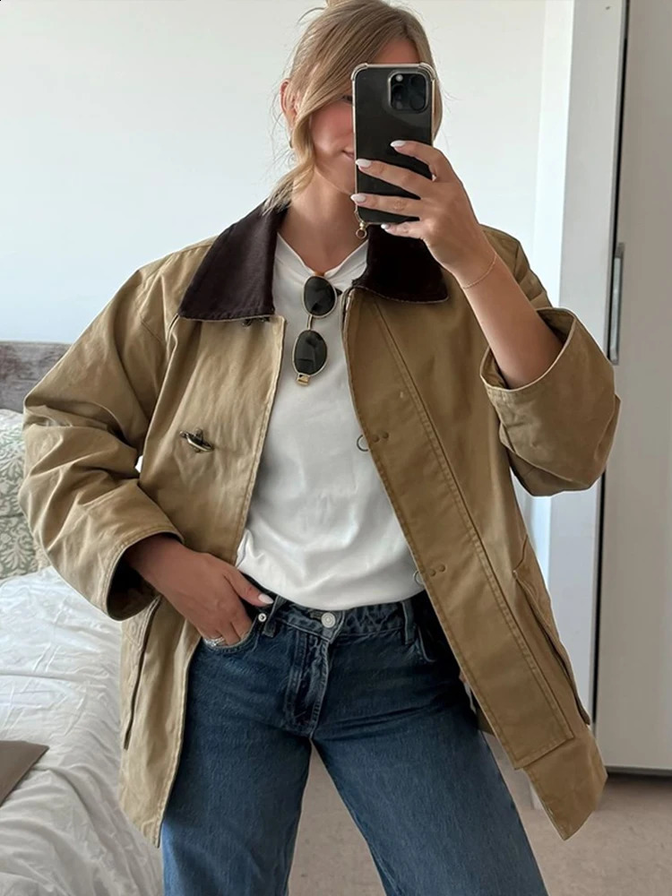 Casual Panelled Jacket Women Fashion Lapel Full Sleeve Single Breasted Female Jackets Autumn Street Commute Loose Lady Coat 241220