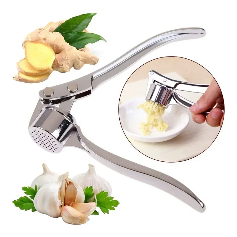 Garlic press grinder kitchen stainless steel garlic crusher extruder manual press grinding tools kitchen accessories 241223