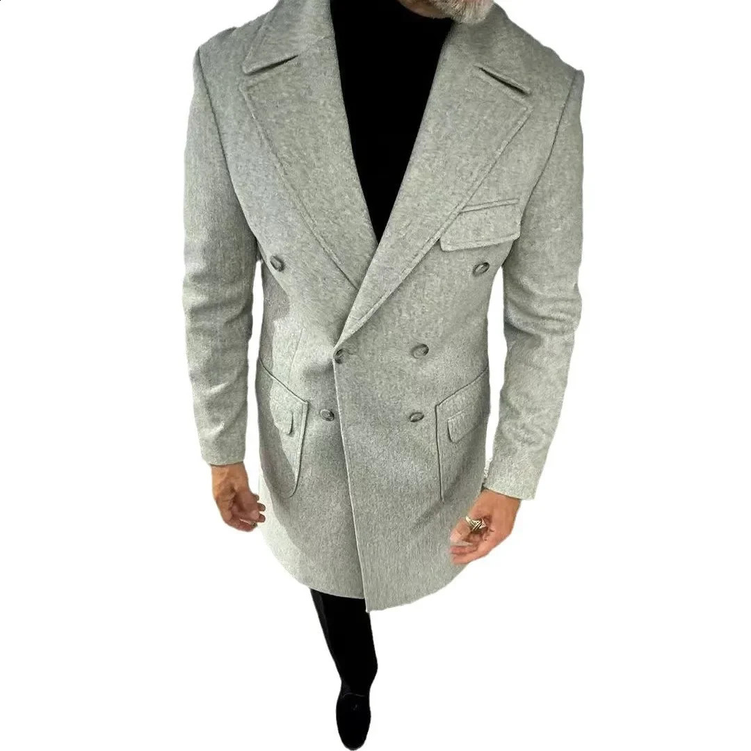 Independent Station AutumnWinter Mens Fashionable Woolen Lapel MediumLength Casual Overcoat Jacket 241220