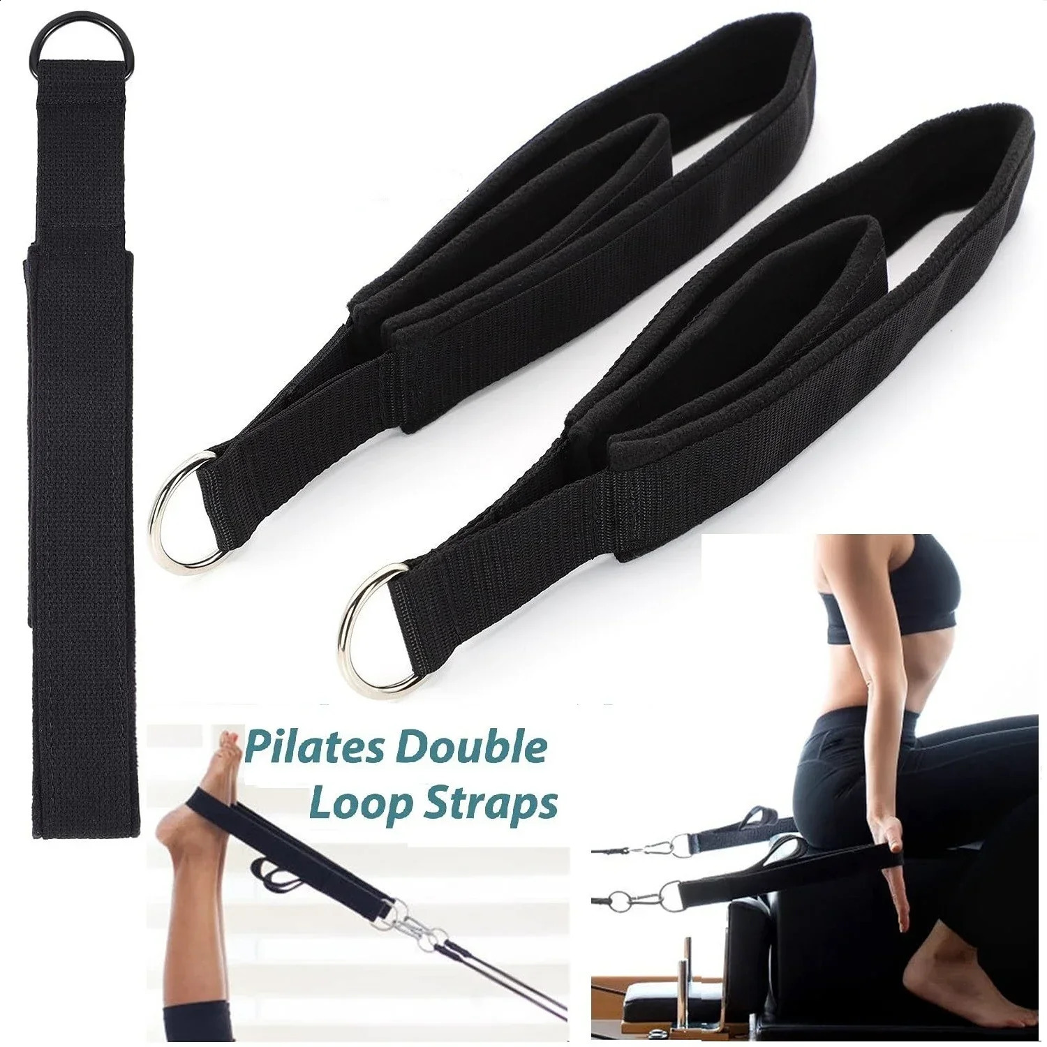 1PC Double Ring Elastic Yoga Pilates Bed Exercise Accessory Ankle Buckle Stretch Strap Resistance Band Cord 241216