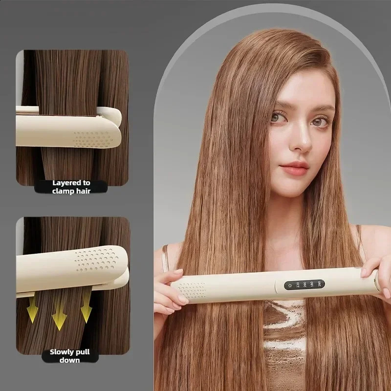 2 in 1 Professional Hair with 4 Gears Heat Ceramic Ionic Fast Heat-Up Negative Ion Hair Flat Iron Lcd Display 241224