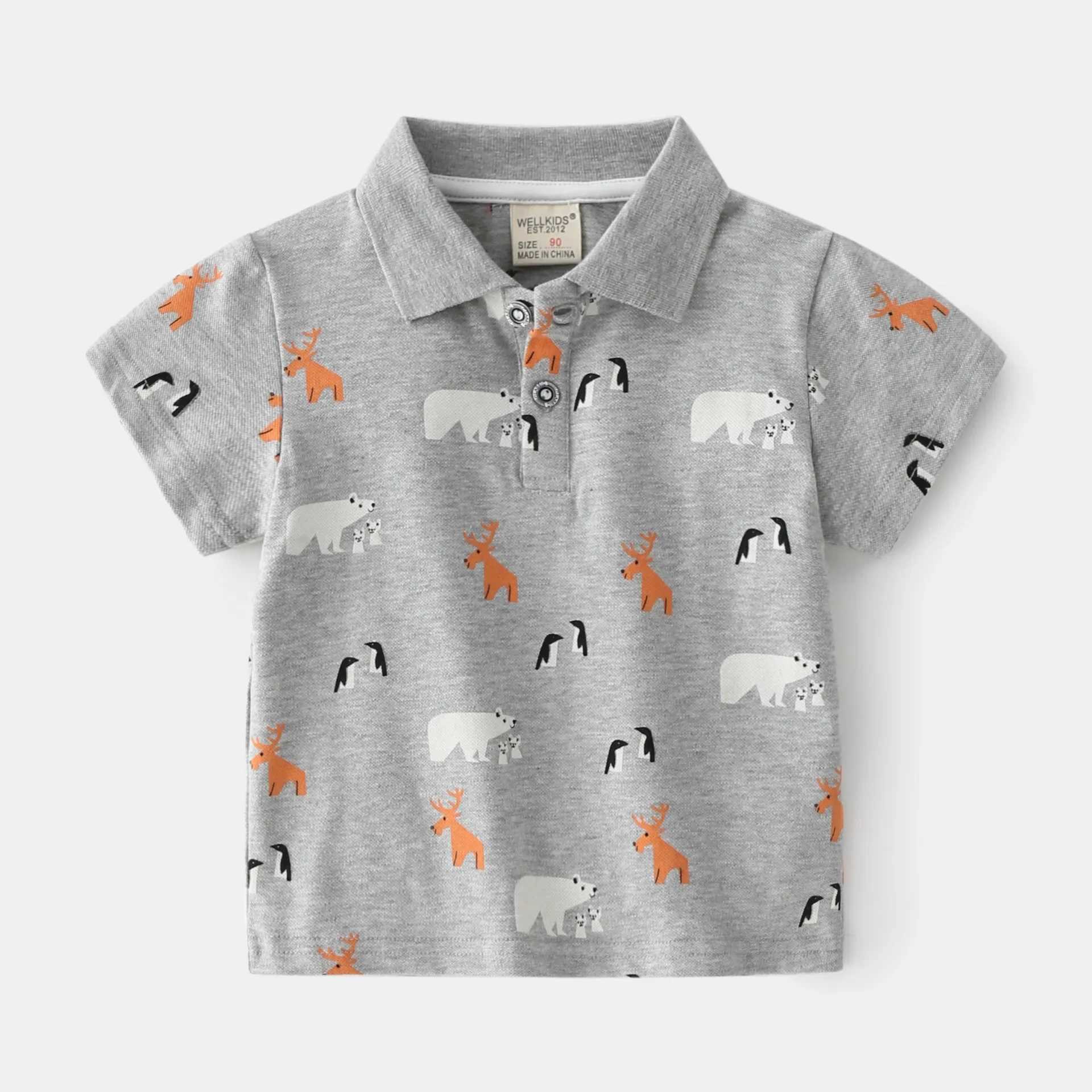 Childrens tops childrens T-shirts soft boys shirts clothing boys polo shirts short sleeved summer animal 4-6Y W241223