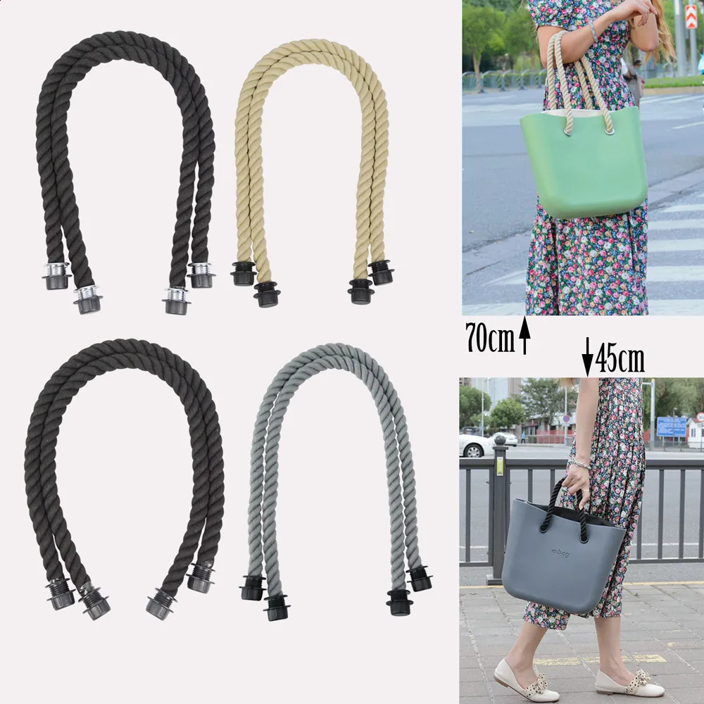 Tanqu 1 pair of long and short black natural hemp rope handles for O-bag Accesorios Obag womens handbag classic mini EVA handbag 241223