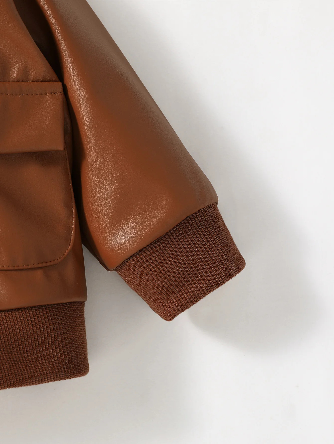 Baby Boys 1-3Y Pu Leather Jacket Long Sleeve Turn-Down Collar Zipper Fashion Outwear For Fall Winter Leather Coats 241223