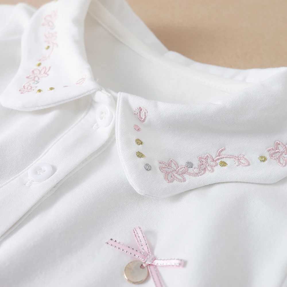 Girls summer new cute baby short sleeved top little girls cotton embroidered shirt W241223