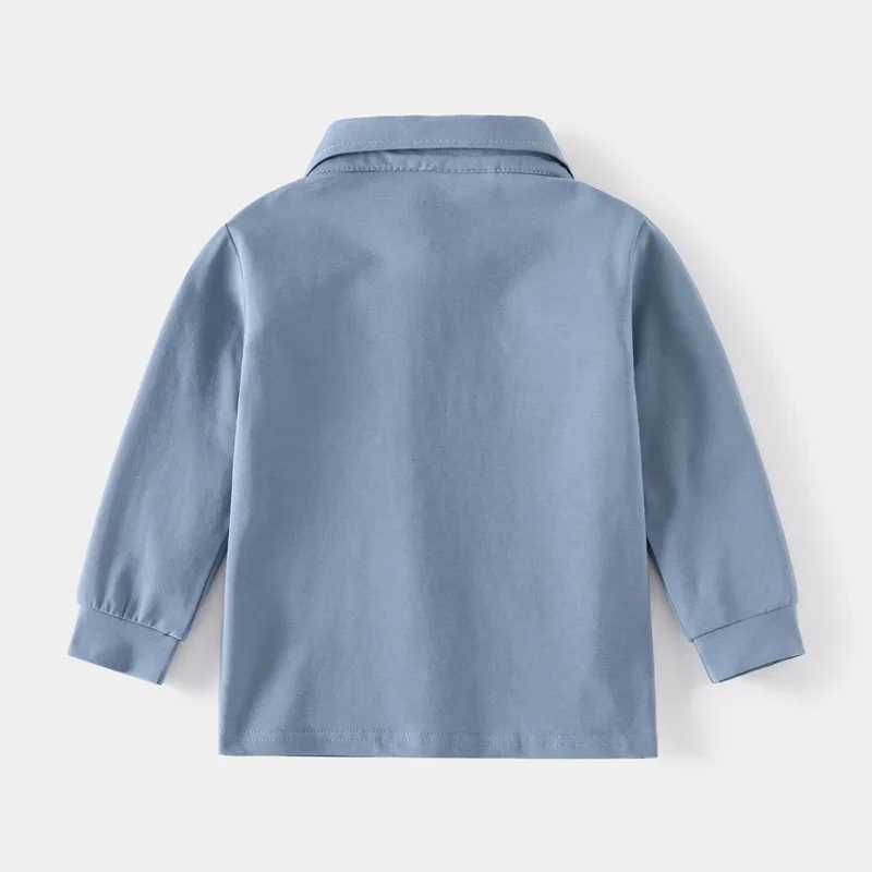 Childrens decal long sleeved T-shirt for spring and autumn boys loose casual polo shirt breathable cotton suitable for ages 3-8 W241223