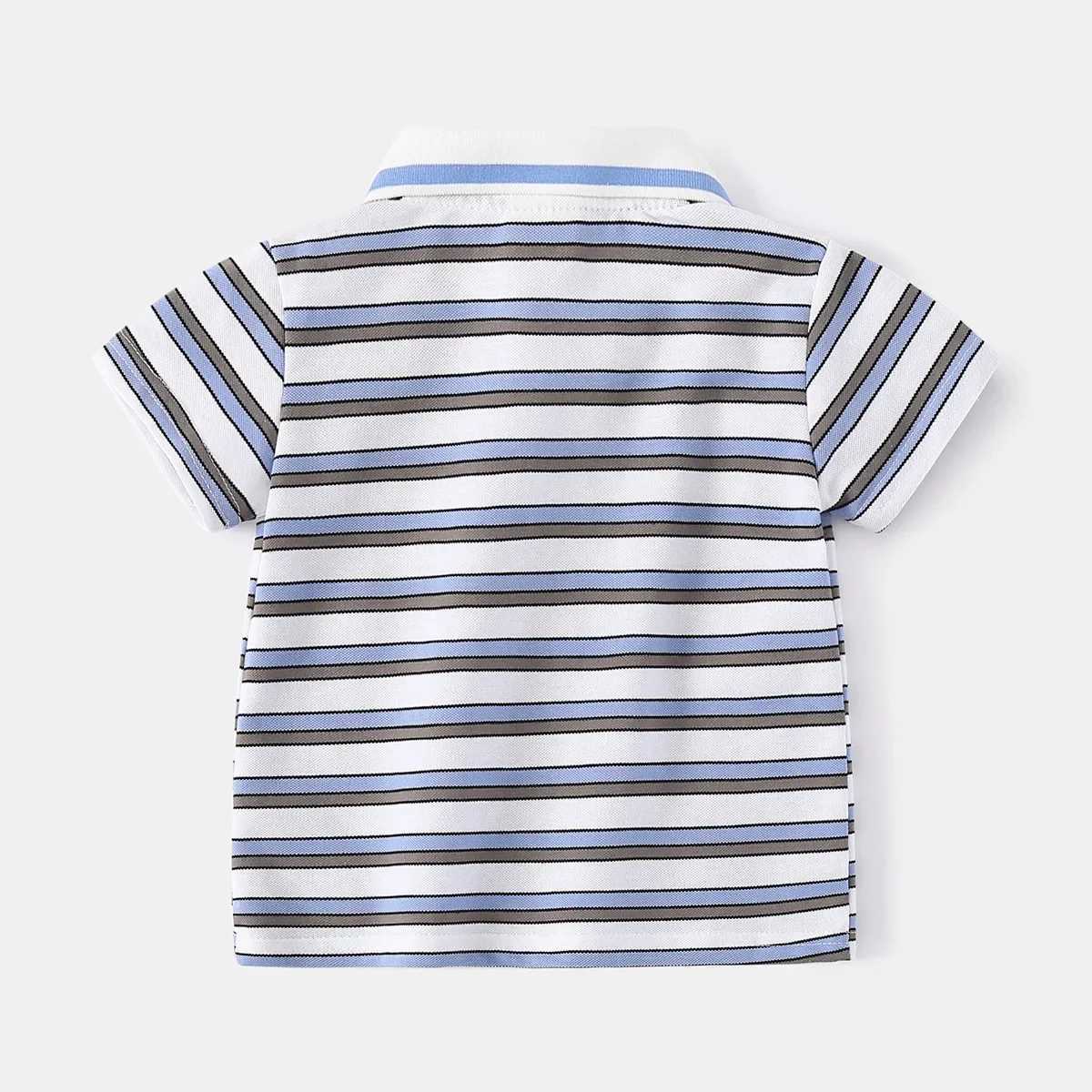 Boys polo shirt short sleeved childrens shirt summer striped 90-130cm childrens T-shirt soft boys clothing 4-6Y W241223