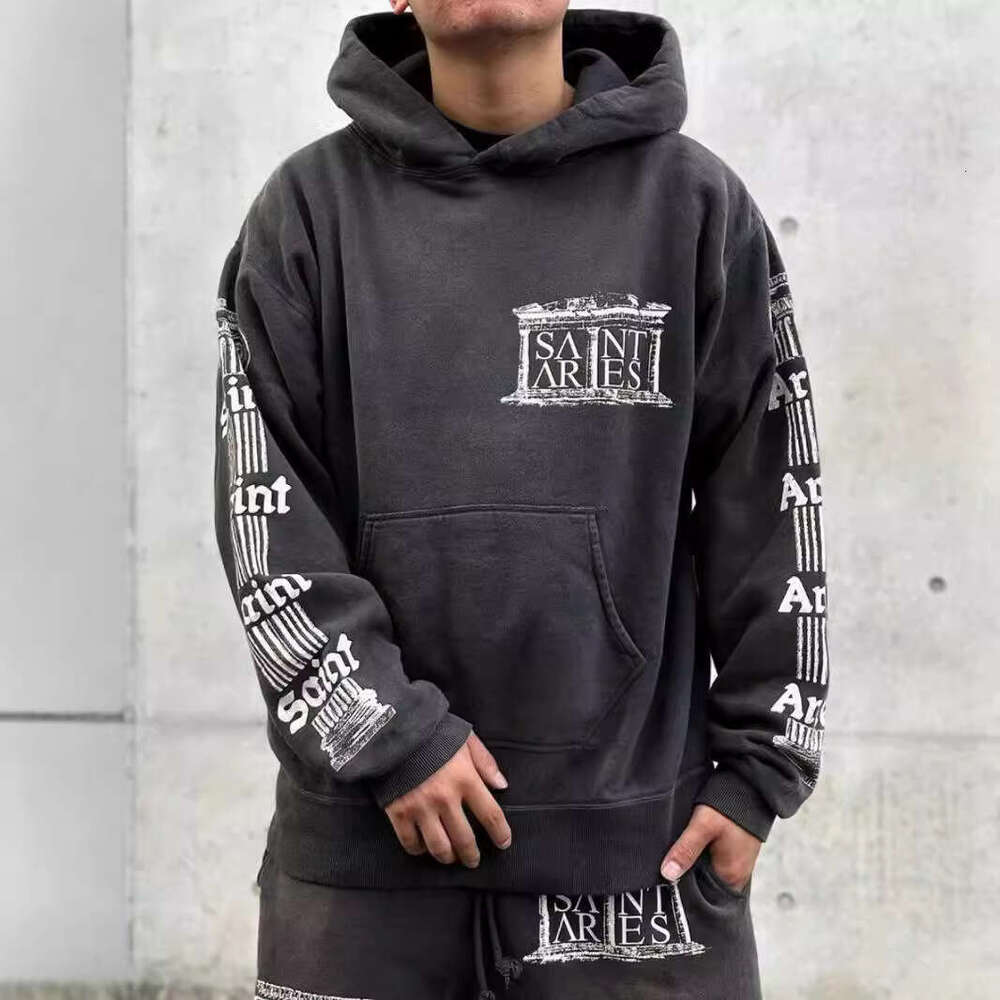 New Little Goat American High Street Vintage Loose Sport with Velvet Hoodie for Men and Women INS Trendy