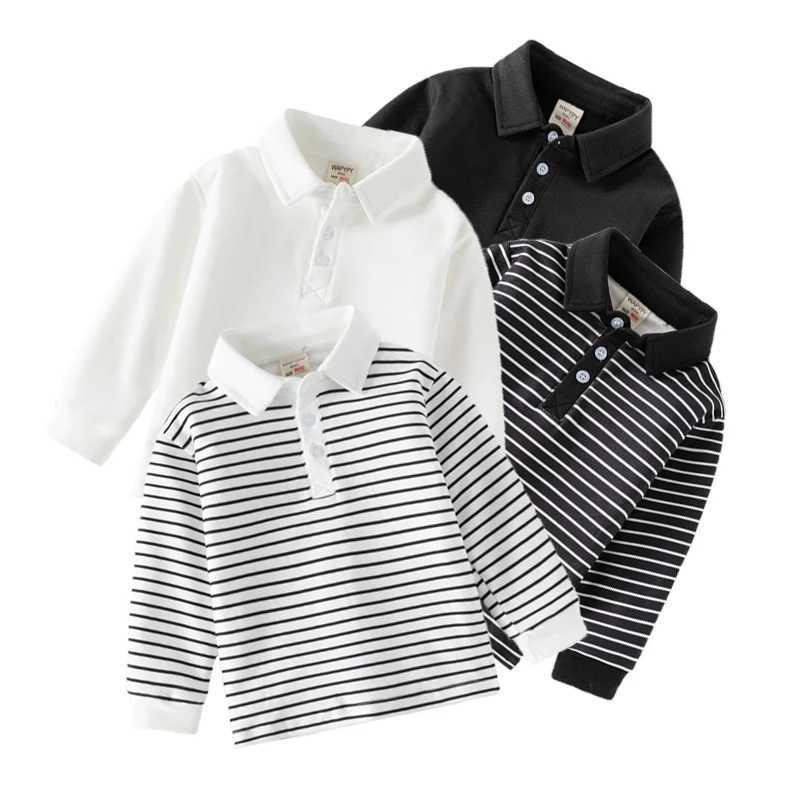 Boys polo shirt 2024 new casual striped top full sleeve cotton sweater Spring and Autumn childrens clothing 2-6 years W241223