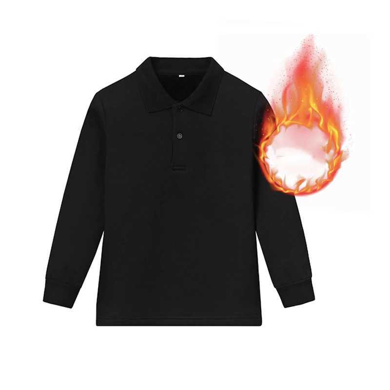 Winter Warm Childrens Boys Clothing Wool Long sleeved Polo Shirt Fashion Youth White Sports Polo Girls Collar Clothing W241223
