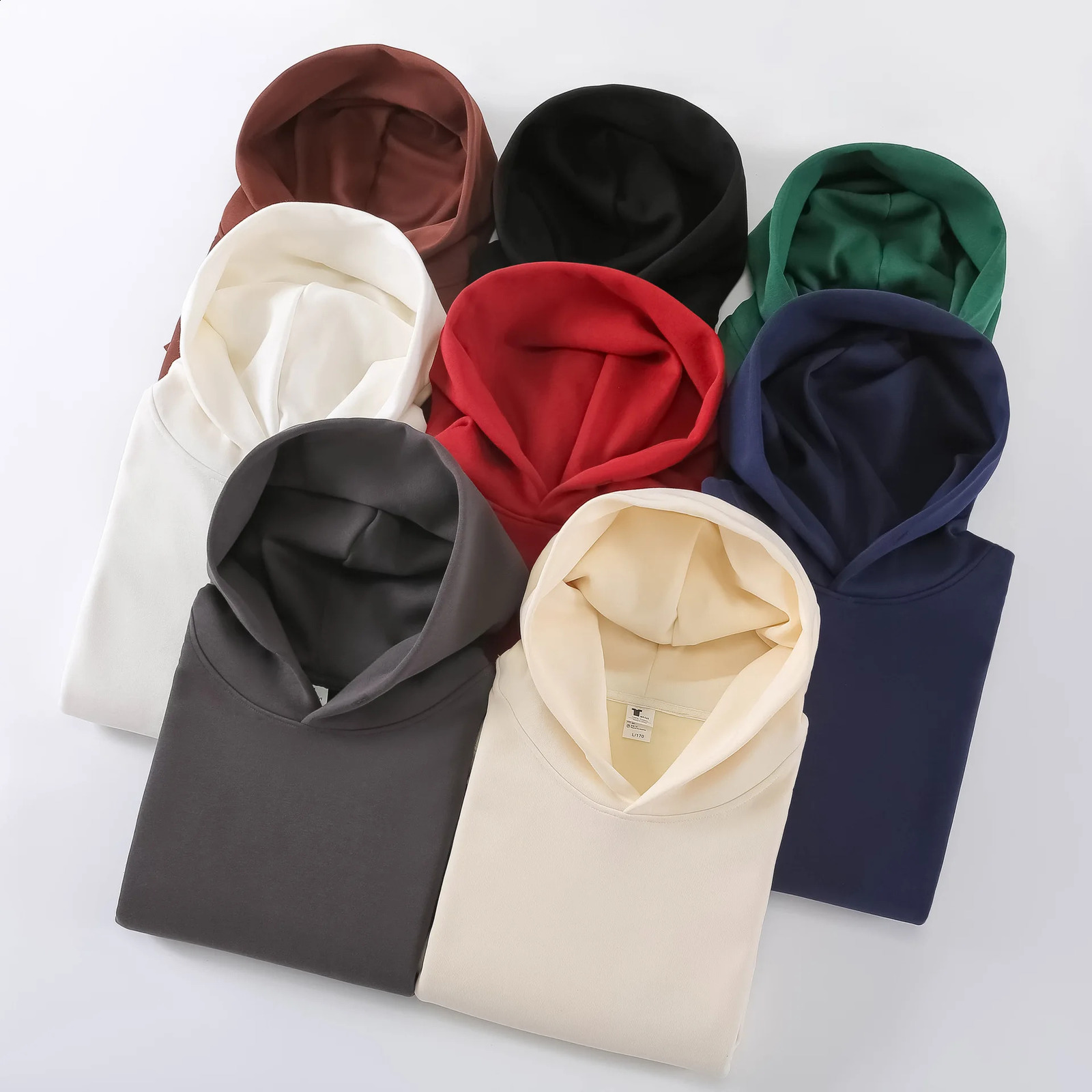 500g mens plus size sports shirt thick cotton winter long sleeved casual top unisex high-quality brown customized pure cotton hooded sweatshirt 241223