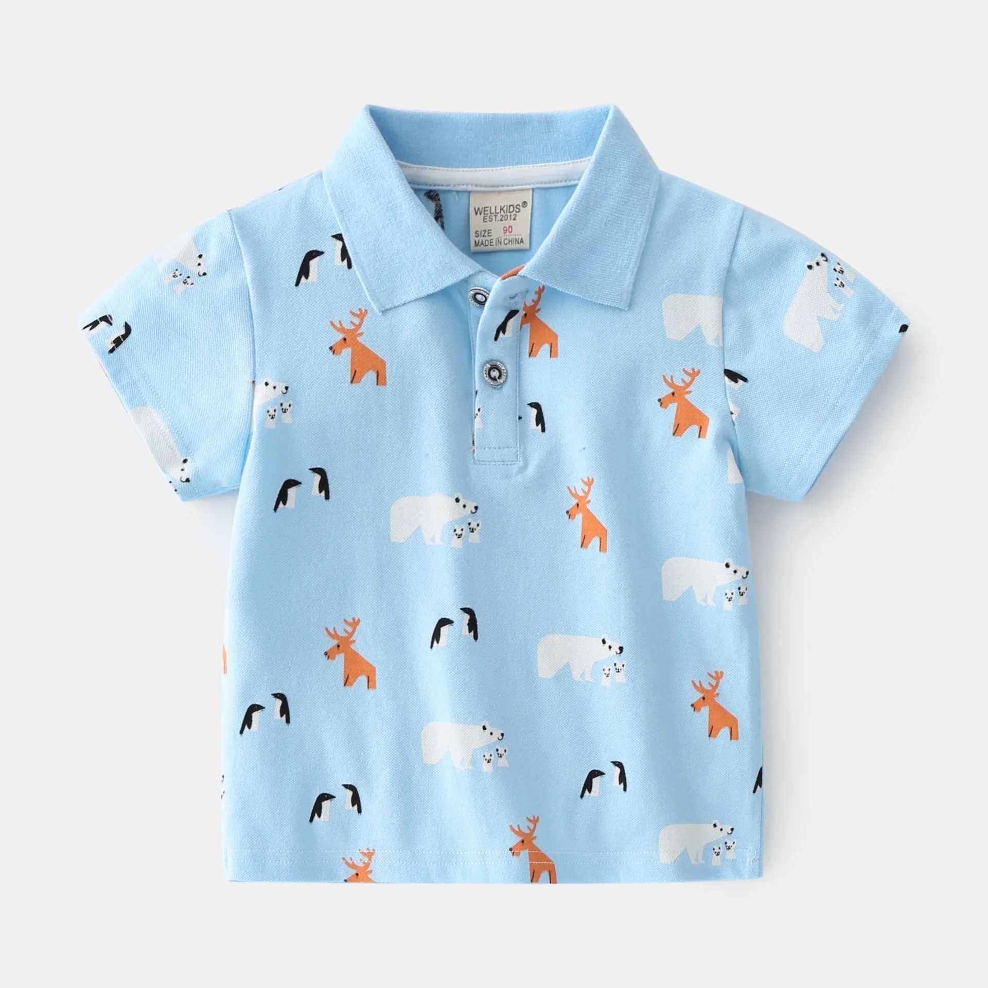 Childrens tops childrens T-shirts soft boys shirts clothing boys polo shirts short sleeved summer animal 4-6Y W241223