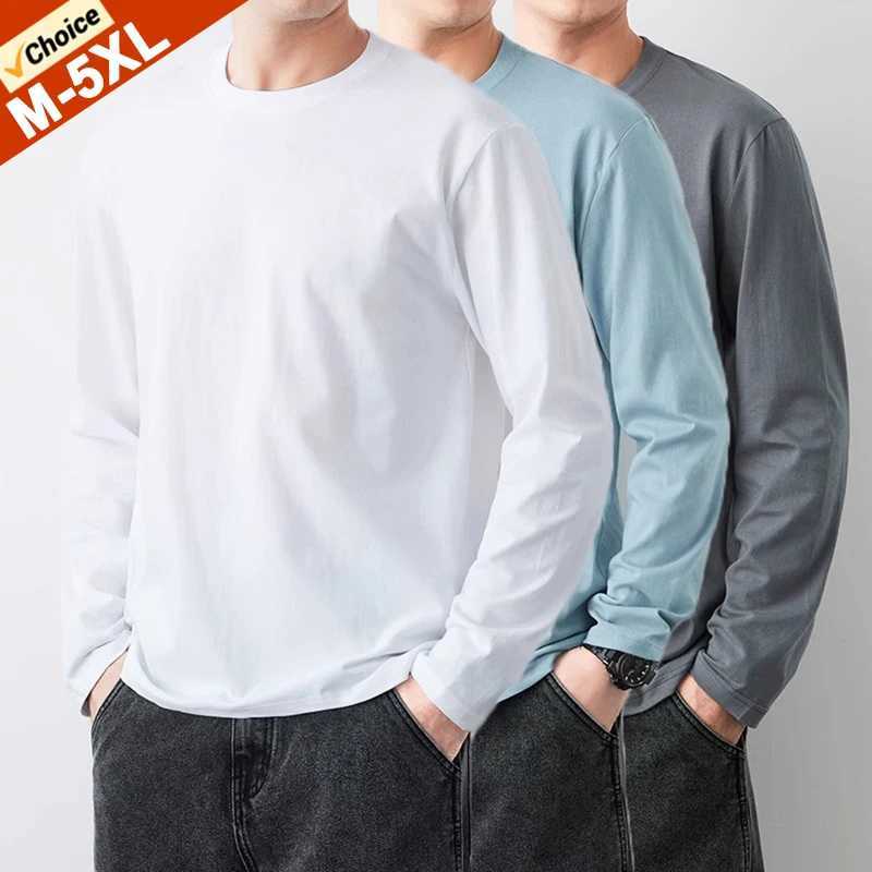 Quick delivery of mens long sleeved T-shirts mens autumn pure cotton T-shirts plus size 4XL 5XL underwear mens clothing W241223