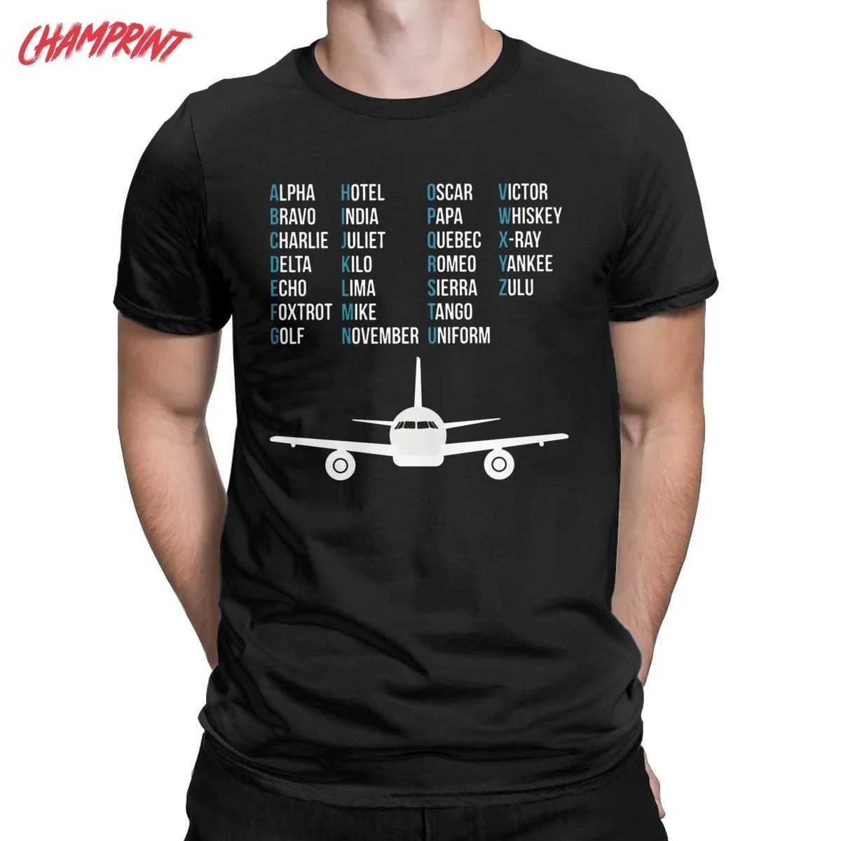 Phone Alphabet airplane pilot gift T-shirt mens fun T-shirt aviation couple T-shirt short sleeved clothing 4XL 5XL 6XL W241223