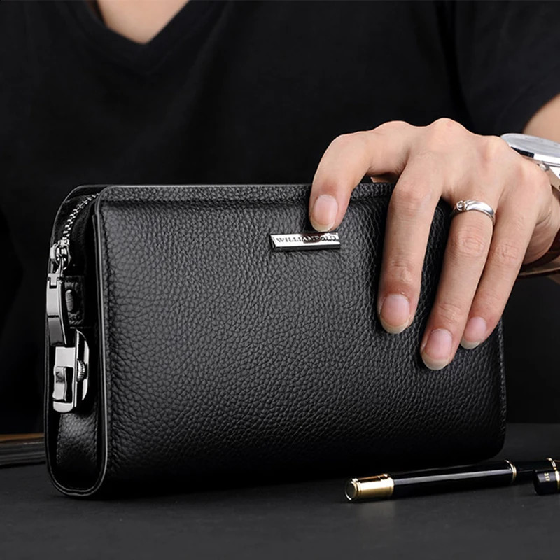 Mens leather handbag multifunctional and personalized wallet fashionable and large capacity phone bag 241224