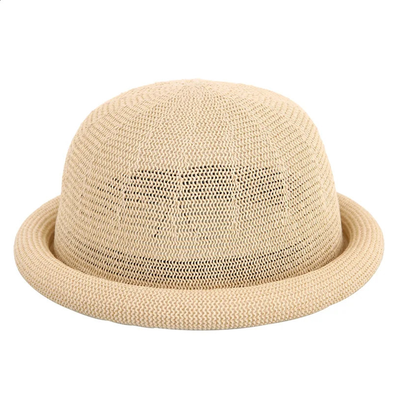 Fibonacci Female Mushroom Brim Fedoras Cotton Linen Knit Summer Autumn Trilby Hat Dome Bowler Women Hats 241220