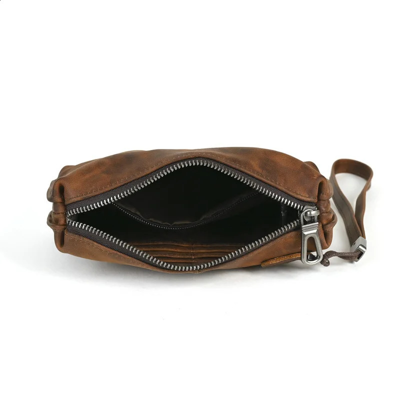 Vintage Mens Clutch Bags Genuine Leather Handbag Male Long Money Wallets Phone Pouch Man Clutch Soft Leather Coin Purse 241224