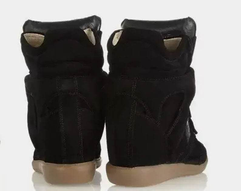 Fashion Show Paris Shoes boots long low euro quality French inside heels luxury designer Genuine Leather Isa BekLeather trimmed Suede Wedge Sneakers WomenMar