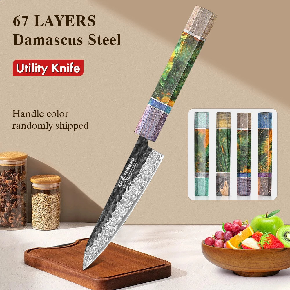 TURWHO 5 Japanese Hand Forged Kitchen Practical Knife Damascus Steel Chef Knife Fruit and Meat Cooking Tool Stable Wooden Handle 241224