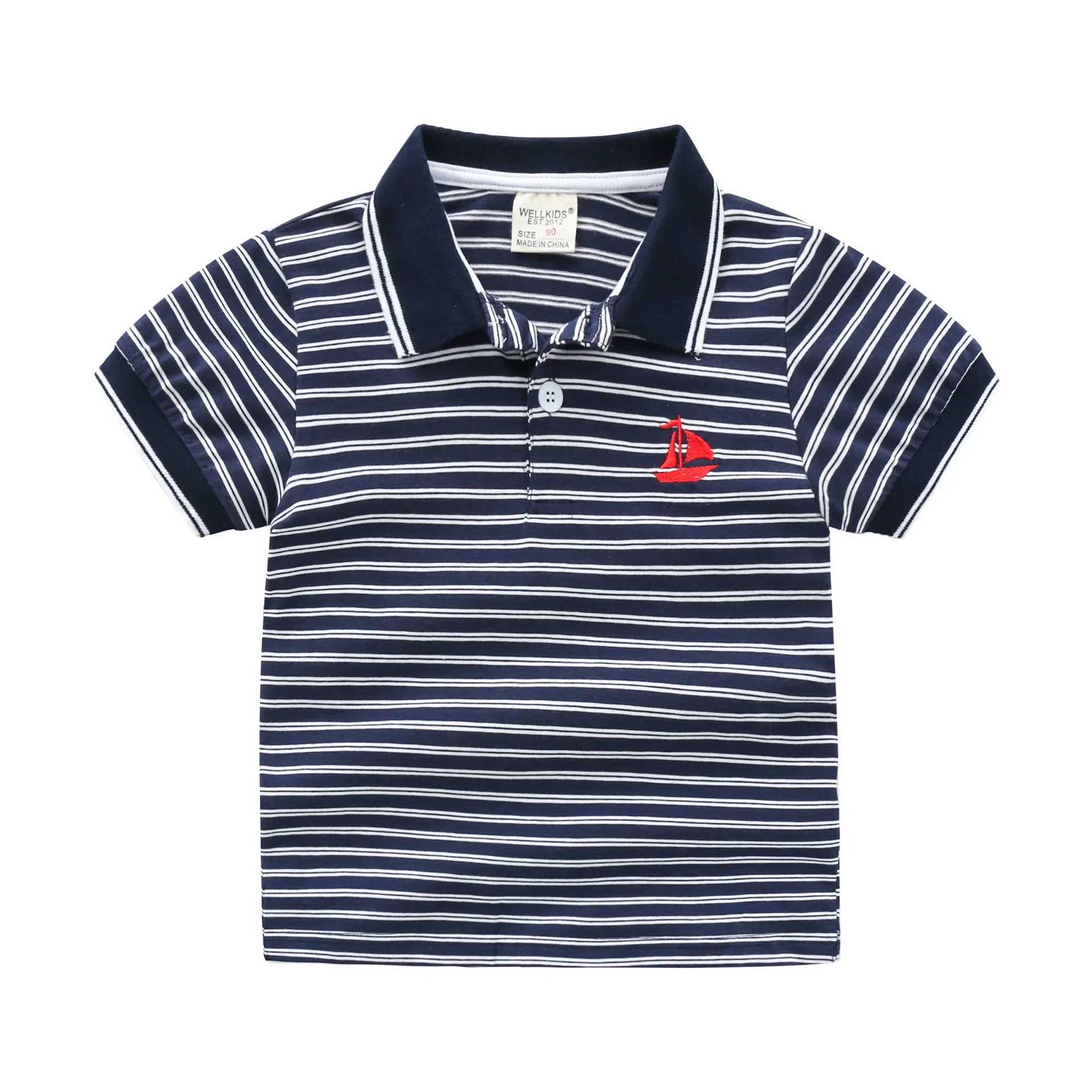 Boys polo shirt short sleeved summer striped childrens top wearing childrens T-shirt soft boys shirt clothing W241223