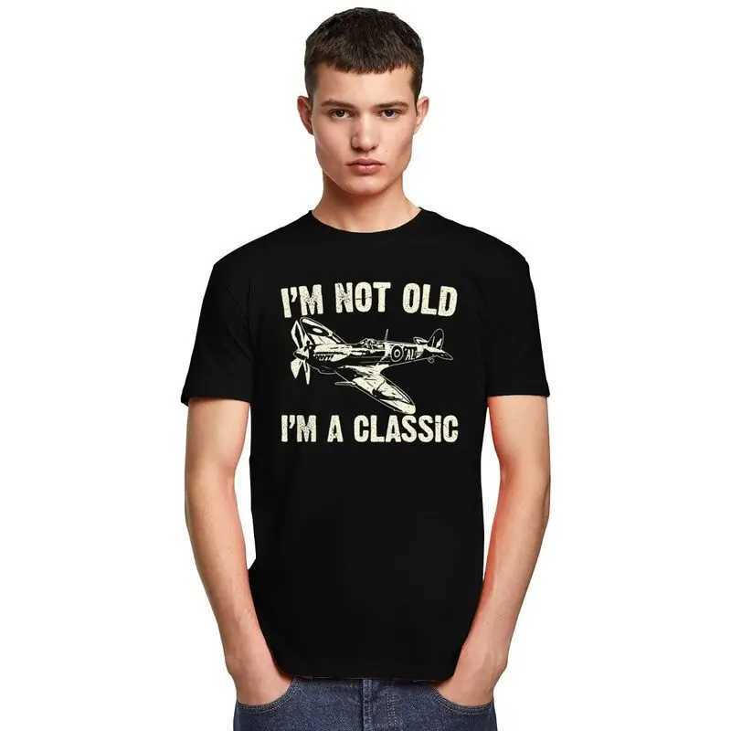 Customized mens airplane Spitfire T-shirt short sleeved cotton T-shirt fighter jet T-shirt World War II pilot T-shirt W241223