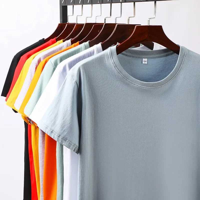 Mens summer short sleeved T-shirt 100% pure cotton flat top casual mens clothing W241223