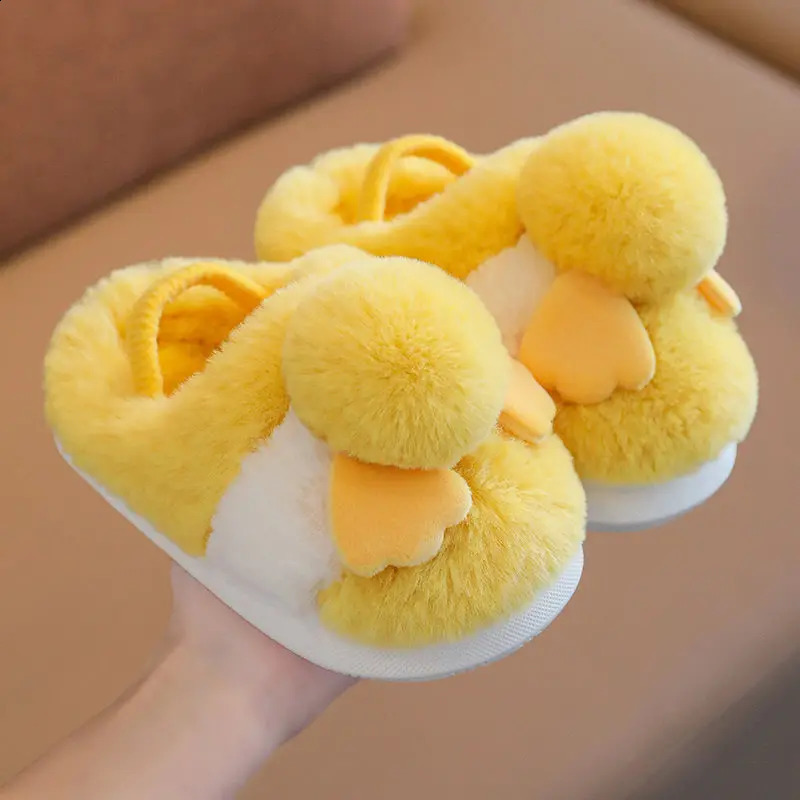1-3Years Children Winter Thick Slippers Kids Cotton-padded Shoes Baby Indoor Warm Slippers Girls Cute Cartoon Plush Shoes 241223