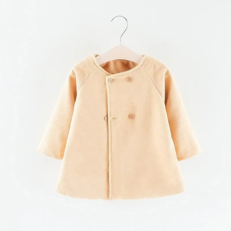 Autumn and Winter Fashion Solid Color Baby Girls Coat Korean Style Childrens Long Sleeve Clothing 0-3 Years Old 241223