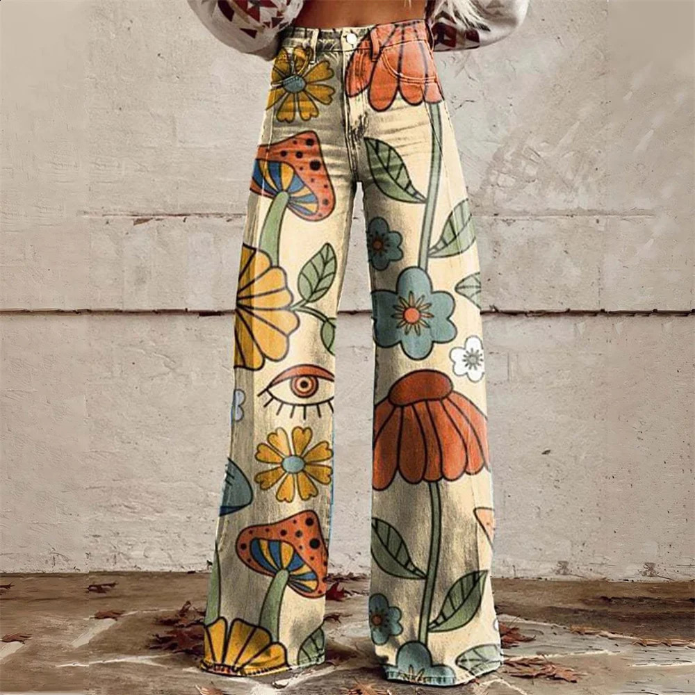 2025 Fashion Y2k Jeans High Waisted Women Flare Pant Street Loose Wide Leg Denim Pants Ladies 241224