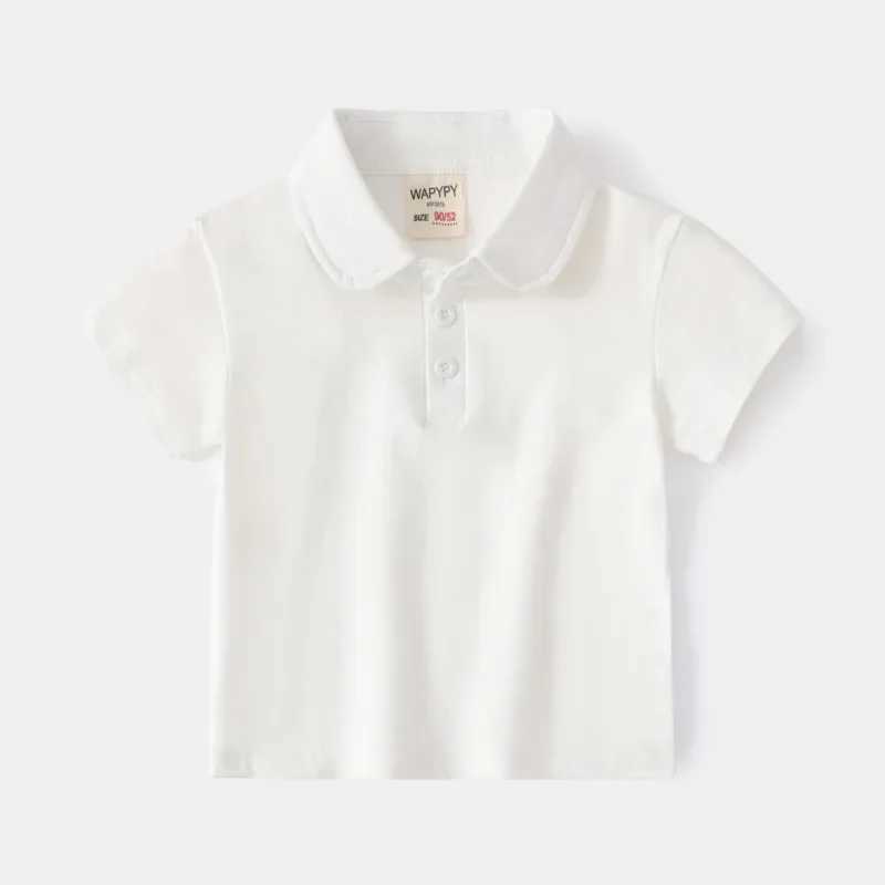 Childrens Solid Short Sleeve T-shirt Summer Boys Loose Fit Classic Polo Shirt Breathable Cotton 3-8 Years Old 4 Colors W241223