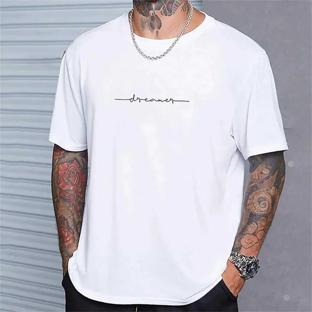 Simple summer mens T-shirt high-quality mens daily casual sportswear trend new clothing oversized loose short sleeved W241223