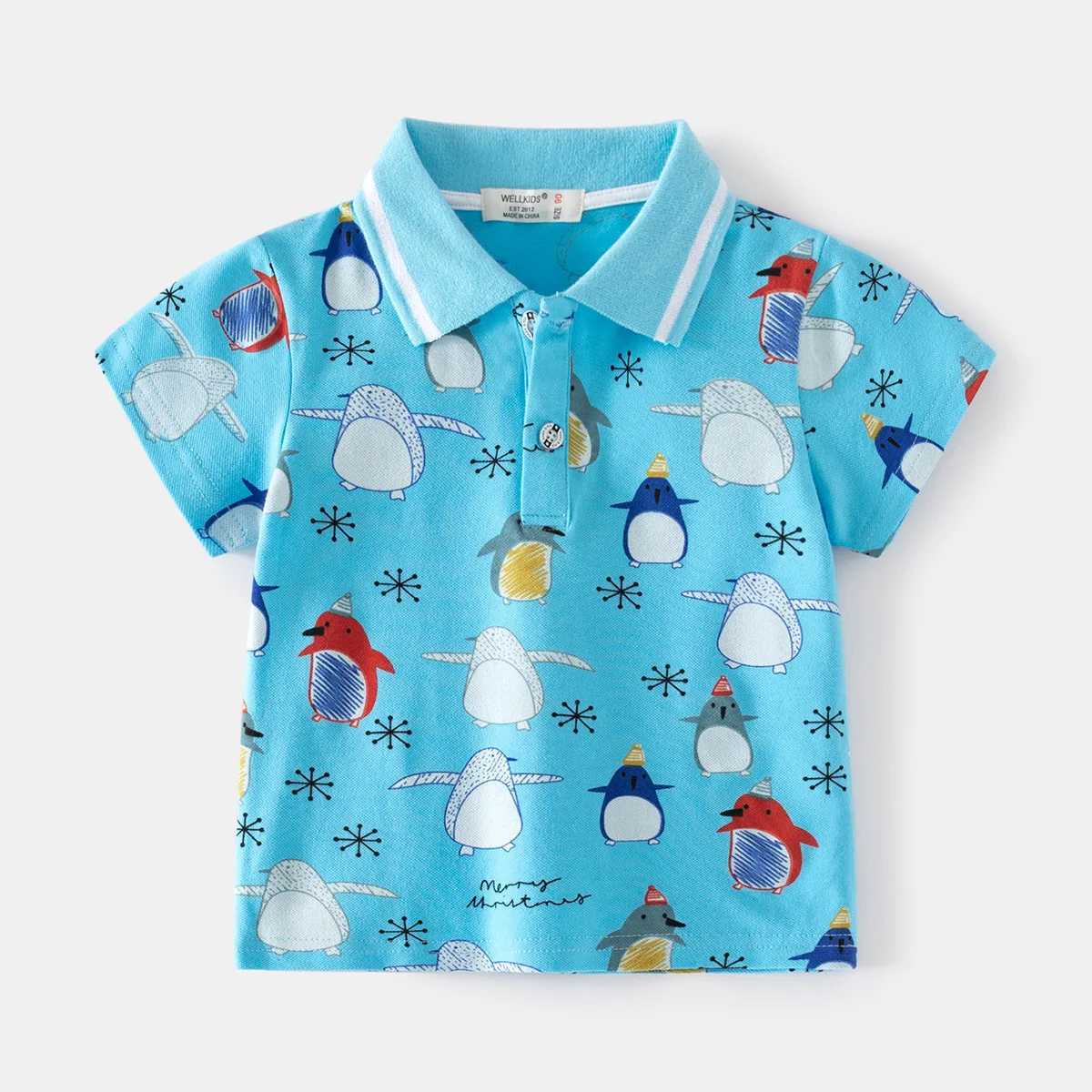 Boys polo shirt collar summer penguin short sleeved childrens top casual clothing W241223