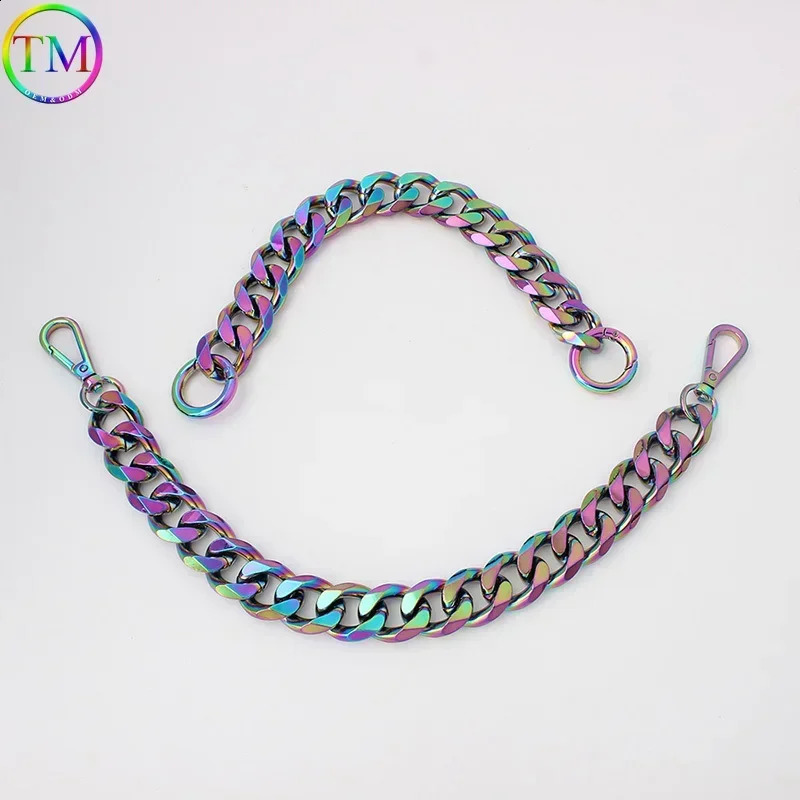 1-3 pieces of 30-100cm rainbow thick circular aluminum chain durable metal snap fasteners used for wallet chain bags and wallet accessories 241223