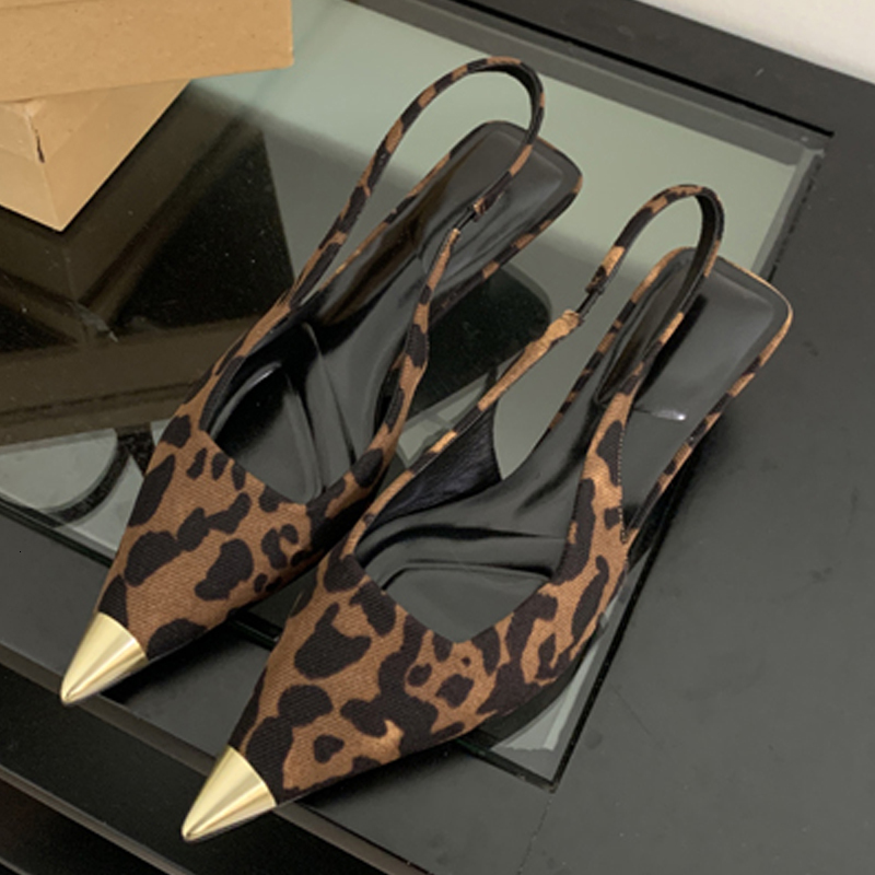 Eilyken Fashion Pointed Toe Women Pumps Sgback Shoes Designer Leopard Print Low Thin Heels Mules atos De Mujer