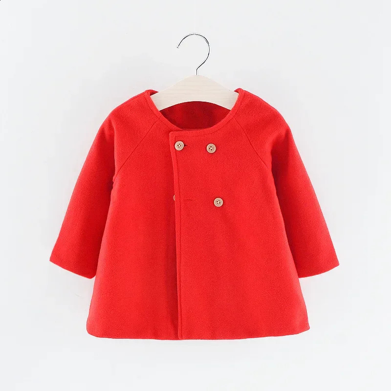 Autumn and Winter Fashion Solid Color Baby Girls Coat Korean Style Childrens Long Sleeve Clothing 0-3 Years Old 241223
