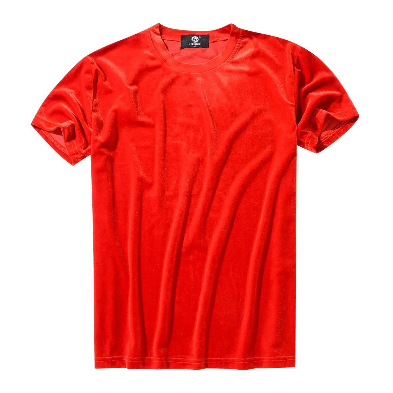 Velvet short sleeved T-shirt mens solid color slim flat T-shirt multi-color comfortable T-shirt mens T-shirt W241223