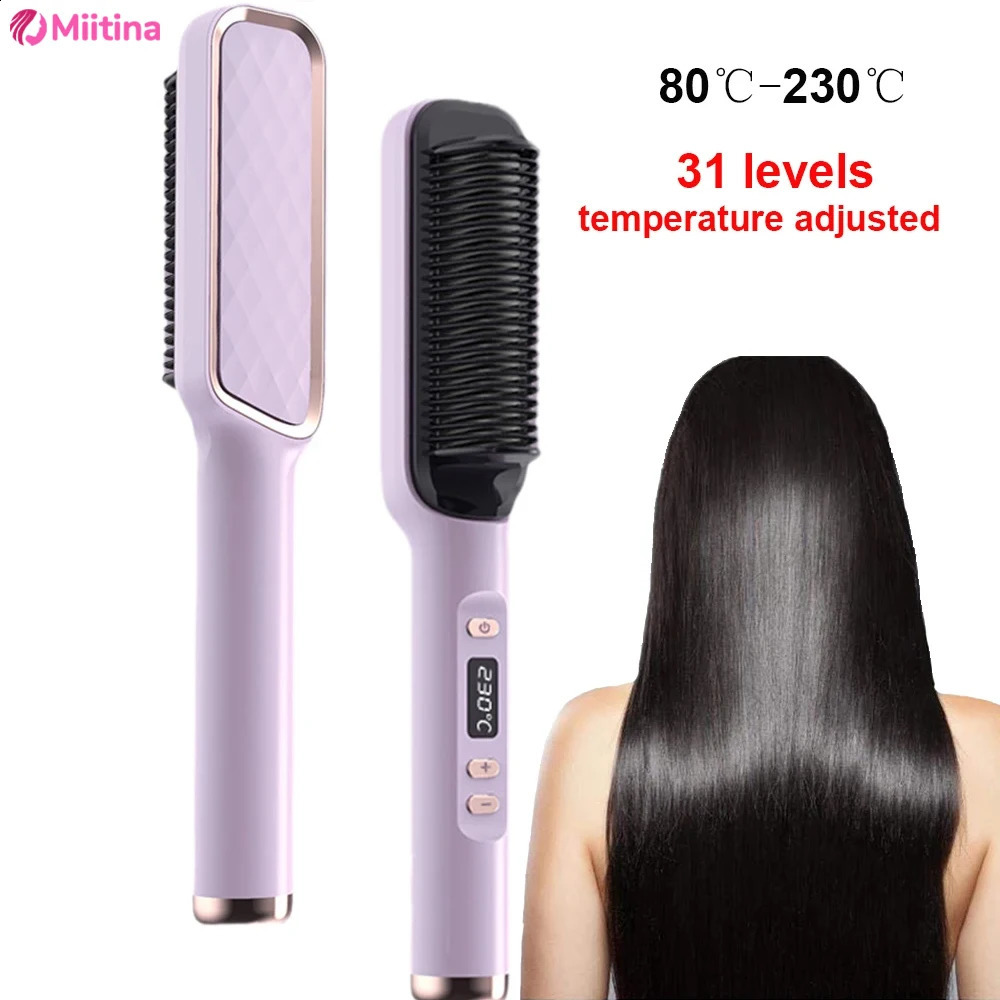 Mini Hair Straightener Comb Customized Hair Styling Hair Brush Straightener Comb LCD Display Sale Hair Straighte 241224